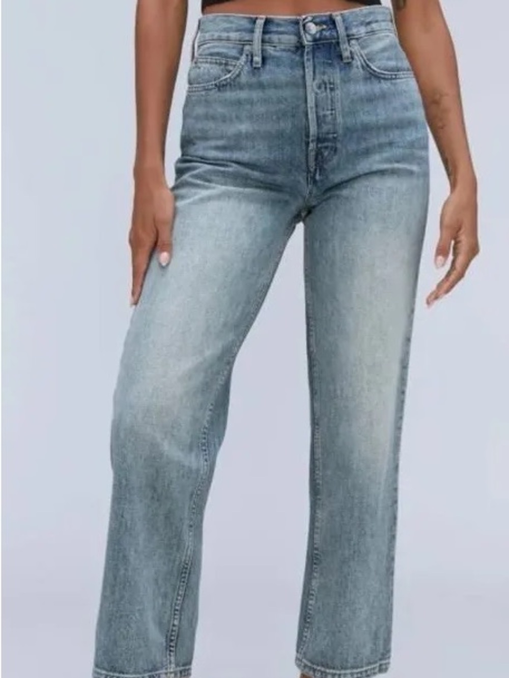 Everlane Straight Leg High Rise Jeans in Light Blue Wash sz 26 long